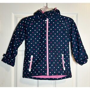 Mgeoy‎ Girls Polka Dot Hooded Softshell Fleece Lined Jacket Size 130 (US 7/8)